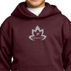 Kids Yoga Hoodie Grey Namaste Lotus Hoody
