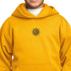 Kids Yoga Hoodie Black Lotus OM Patch Small Print Hoody