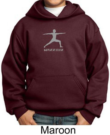 Kids Yoga Hoodie Sweatshirt Warrior 2 Pose Meditation Youth Hoody