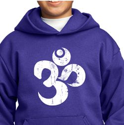 Kids Yoga Hoodie White Distressed OM Hoody
