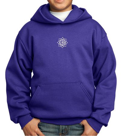 Kids Yoga Hoodie White Lotus OM Patch Hoody