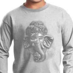 Kids Yoga Shirt 3D Ganesha Lights Long Sleeve Tee T-Shirt