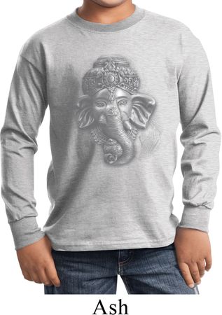 Kids Yoga Shirt 3D Ganesha Lights Long Sleeve Tee T-Shirt