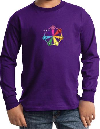 Kids Yoga Shirt 7 Chakra Circle Long Sleeve Tee T-Shirt