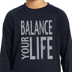 Kids Yoga Shirt Balance Your Life Dry Wicking Long Sleeve Tee T-Shirt
