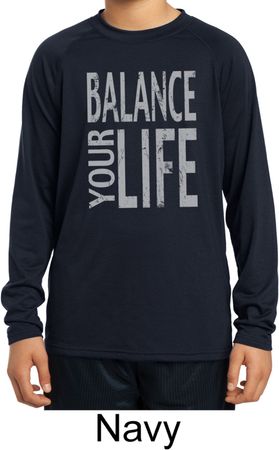 Kids Yoga Shirt Balance Your Life Dry Wicking Long Sleeve Tee T-Shirt