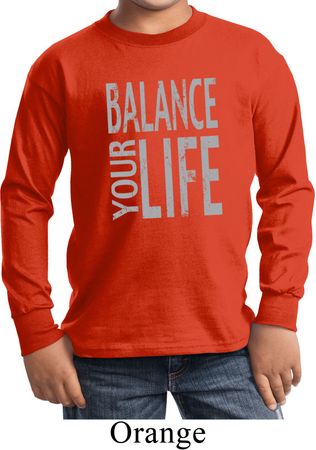 Kids Yoga Shirt Balance Your Life Long Sleeve Tee T-Shirt
