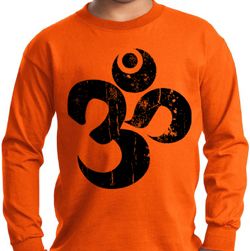 Kids Yoga Shirt Black Distressed OM Long Sleeve Tee T-Shirt