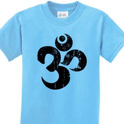Kids Yoga Shirt Black Distressed OM Tee T-Shirt
