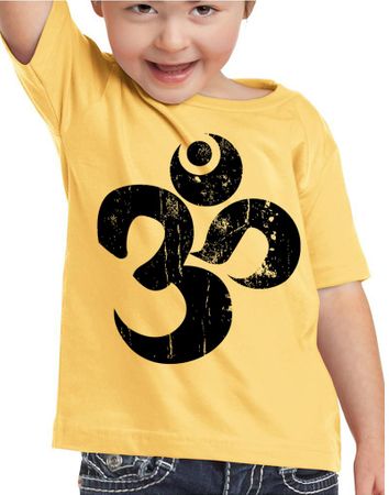 Kids Yoga Shirt Black Distressed OM Toddler Tee T-Shirt