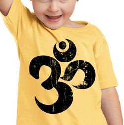Kids Yoga Shirt Black Distressed OM Toddler Tee T-Shirt