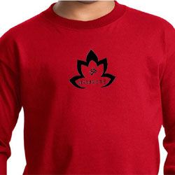 Kids Yoga Shirt Black Namaste Lotus Long Sleeve Tee T-Shirt