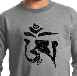 Kids Yoga Shirt Black Tibetan Om Long Sleeve
