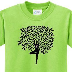 Kids Yoga Shirt Black Tree Pose Tee T-Shirt