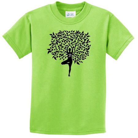 Kids Yoga Shirt Black Tree Pose Tee T-Shirt