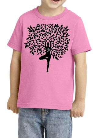 Kids Yoga Shirt Black Tree Pose Toddler Tee T-Shirt