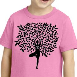 Kids Yoga Shirt Black Tree Pose Toddler Tee T-Shirt
