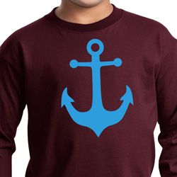 Kids Yoga Shirt Blue Anchor Long Sleeve Tee T-Shirt