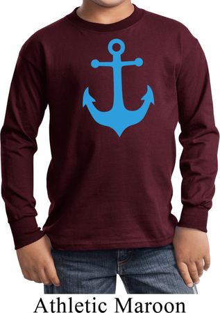 Kids Yoga Shirt Blue Anchor Long Sleeve Tee T-Shirt