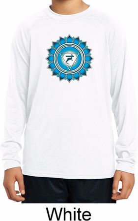 Kids Yoga Shirt Blue Vishuddha Dry Wicking Long Sleeve Tee T-Shirt
