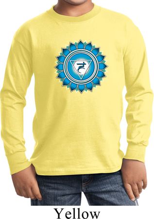 Kids Yoga Shirt Blue Vishuddha Long Sleeve Tee T-Shirt