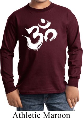 Kids Yoga Shirt Brushstroke Aum Long Sleeve Tee T-Shirt