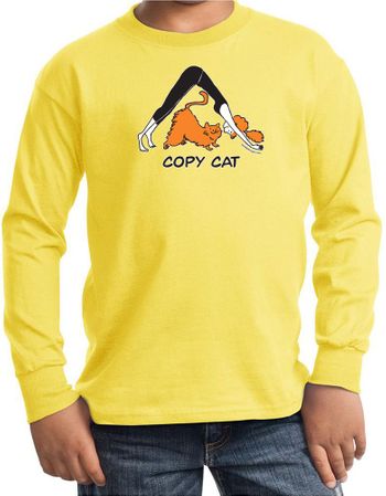 Kids Yoga Shirt Copy Cat Long Sleeve Tee T-Shirt