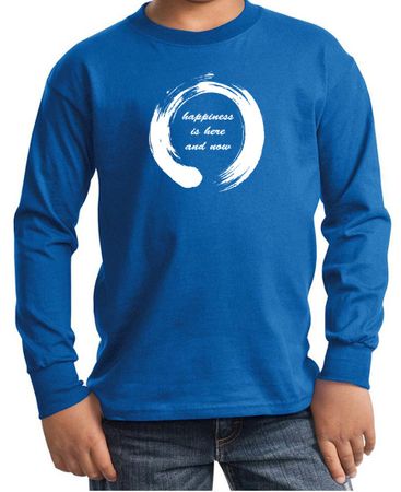 Kids Yoga Shirt Enso Happiness Long Sleeve Tee T-Shirt