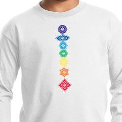 Kids Yoga Shirt Floral Chakras Long Sleeve Tee T-Shirt
