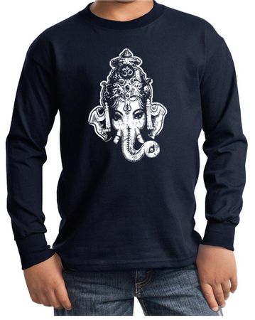 Kids Yoga Shirt Ganesha Head Long Sleeve Tee T-Shirt