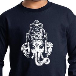 Kids Yoga Shirt Ganesha Head Long Sleeve Tee T-Shirt