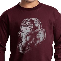 Kids Yoga Shirt Ganesha Profile Long Sleeve Tee T-Shirt