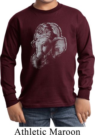 Kids Yoga Shirt Ganesha Profile Long Sleeve Tee T-Shirt