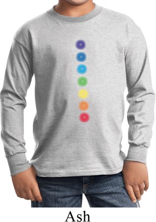 Kids Yoga Shirt Glowing Chakras Long Sleeve Tee T-Shirt