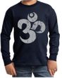 Kids Yoga Shirt Grey Distressed OM Long Sleeve Tee T-Shirt