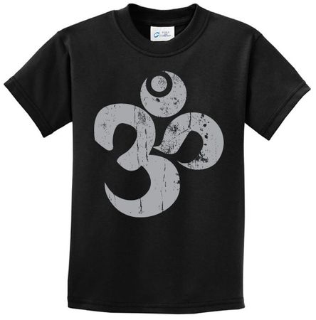 Kids Yoga Shirt Grey Distressed OM Tee T-Shirt