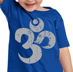 Kids Yoga Shirt Grey Distressed OM Toddler Tee T-Shirt