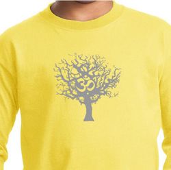 Kids Yoga Shirt Grey Tree of Life Youth Long Sleeve Shirt
