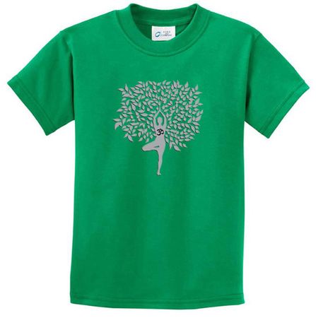 Kids Yoga Shirt Grey Tree Pose Tee T-Shirt
