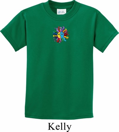Kids Yoga Shirt Hippie Sun Patch Middle Print Tee T-Shirt