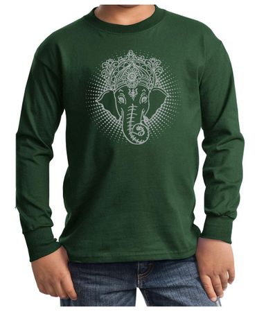 Kids Yoga Shirt Iconic Ganesha Long Sleeve Tee T-Shirt