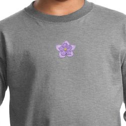 Kids Yoga Shirt Layered Flower Patch Long Sleeve Tee T-Shirt