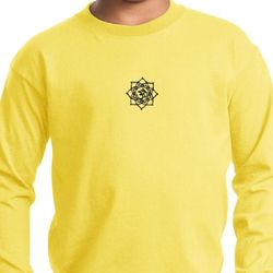 Kids Yoga Shirt Black Lotus OM Patch Small Print Long Sleeve T-Shirt