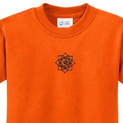 Kids Yoga Shirt Black Lotus OM Patch Small Print Tee T-Shirt