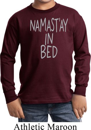 Kids Yoga Shirt Namastay In Bed Long Sleeve Tee T-Shirt