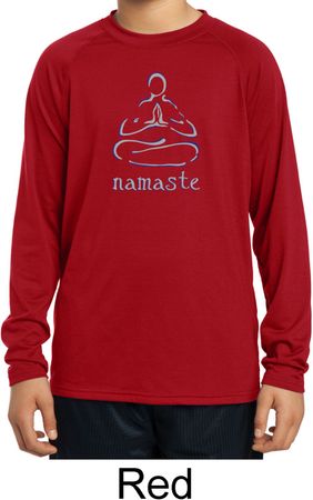 Kids Yoga Shirt Namaste Lotus Pose Dry Wicking Long Sleeve Tee T-Shirt