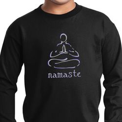 Kids Yoga Shirt Namaste Lotus Pose Long Sleeve Tee T-Shirt