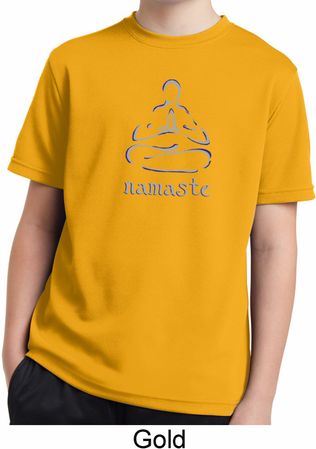Kids Yoga Shirt Namaste Lotus Pose Moisture Wicking Tee T-Shirt