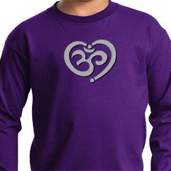Kids Yoga Shirt OM Heart Long Sleeve Tee T-Shirt