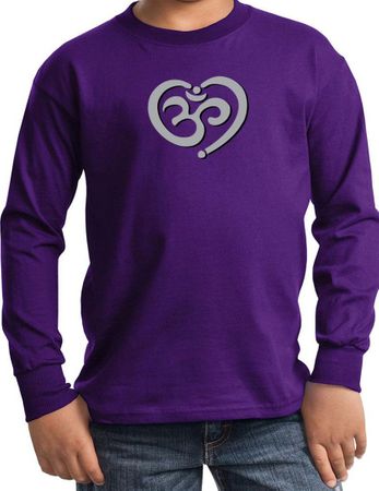 Kids Yoga Shirt OM Heart Long Sleeve Tee T-Shirt
